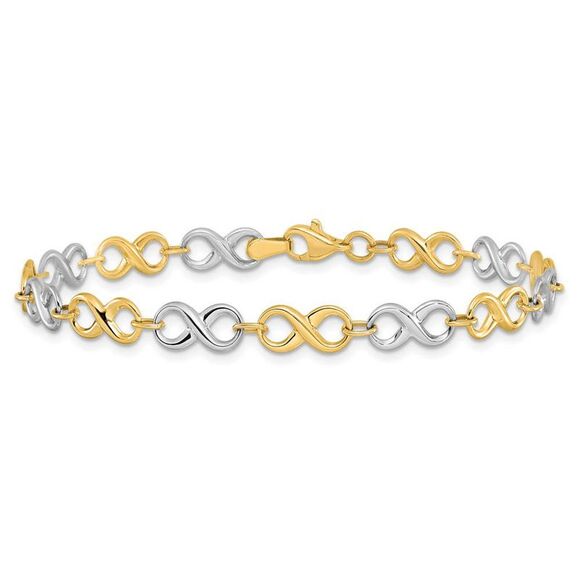 14k Two Tone Gold, 5mm Figure-8 Chain Link Bracelet, 7.25 Inch - Picture 3 of 6